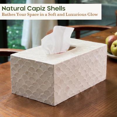 Rectangular Capiz Tissue Box Cover