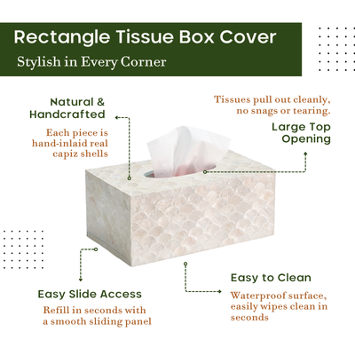 Rectangular Capiz Tissue Box Cover