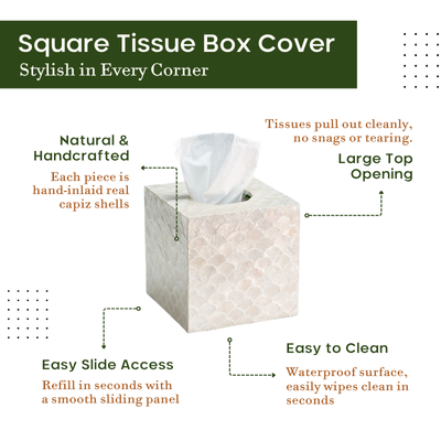 Square Capiz Tissue Box Cover