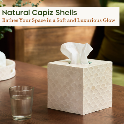 Square Capiz Tissue Box Cover