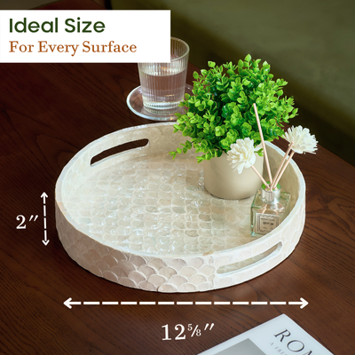 Capiz Round Decorative Tray with Handles
