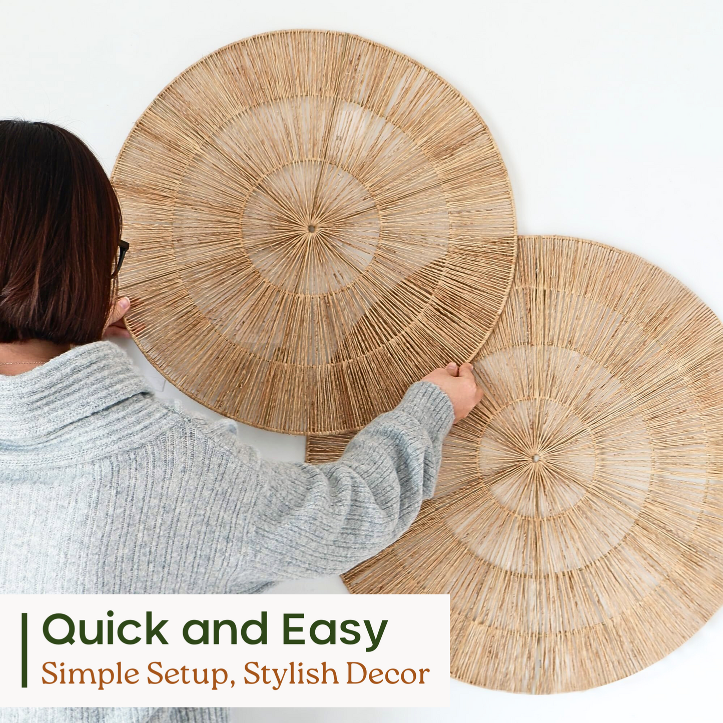 Set of 6 Jute Wall Decor Baskets