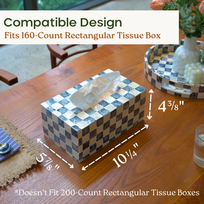 Rectangle Checkered Tissue Box (Blue)