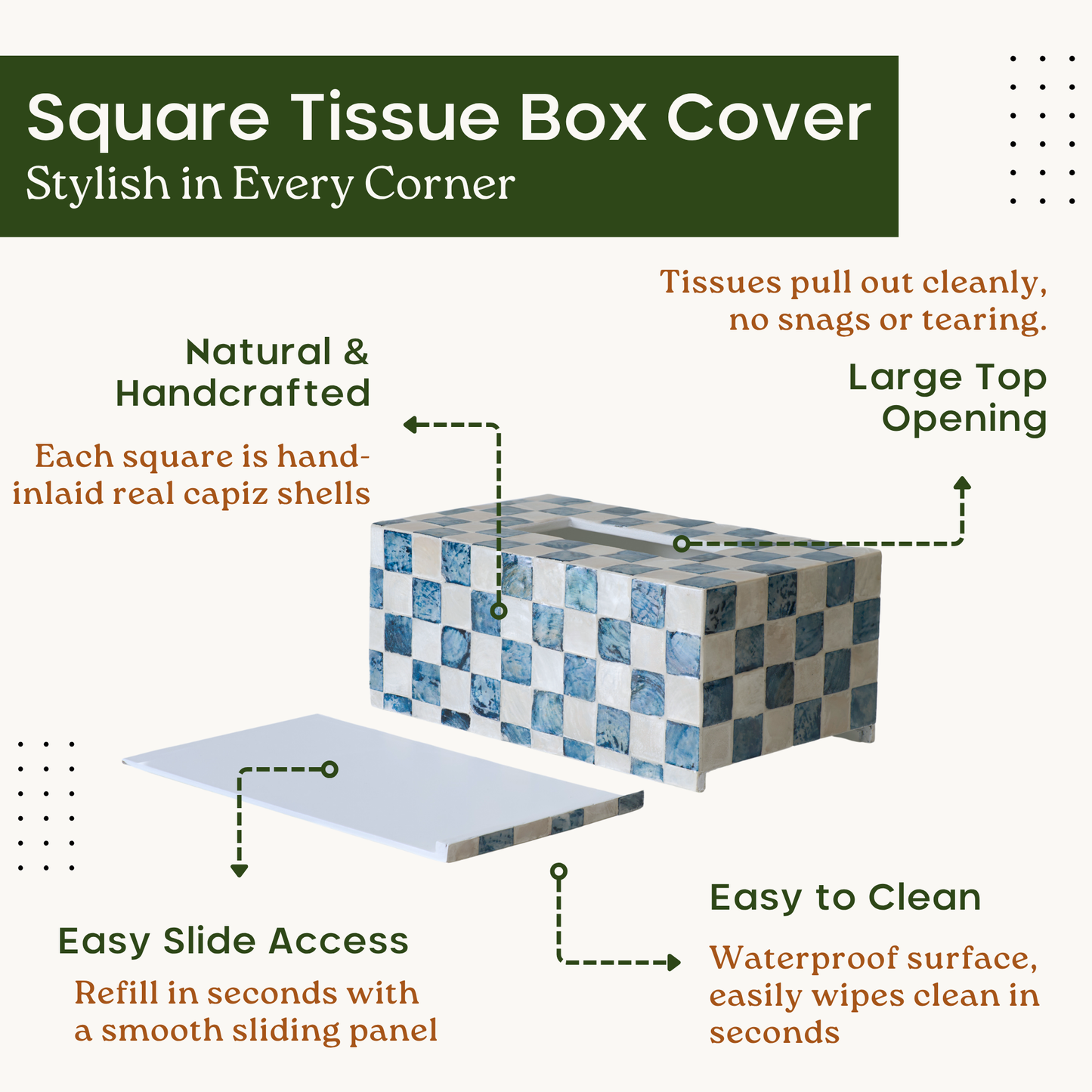 Rectangle Checkered Tissue Box (Blue)