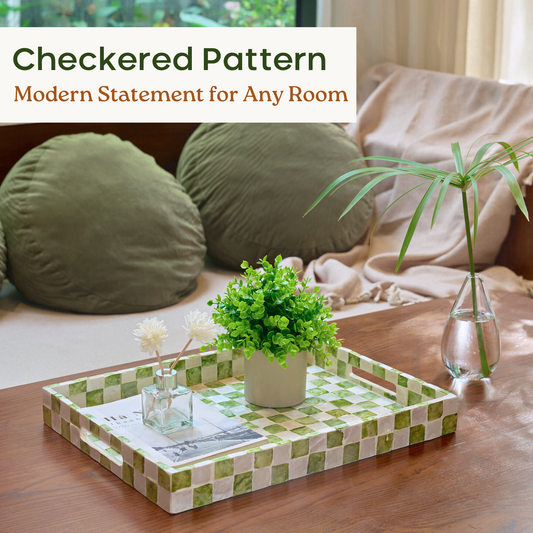 Rectangle Checkered Tray (Green)