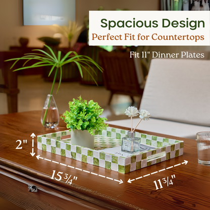 Rectangle Checkered Tray (Green)