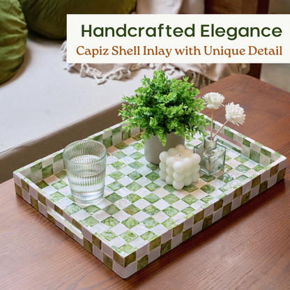 Rectangle Checkered Tray (Green)