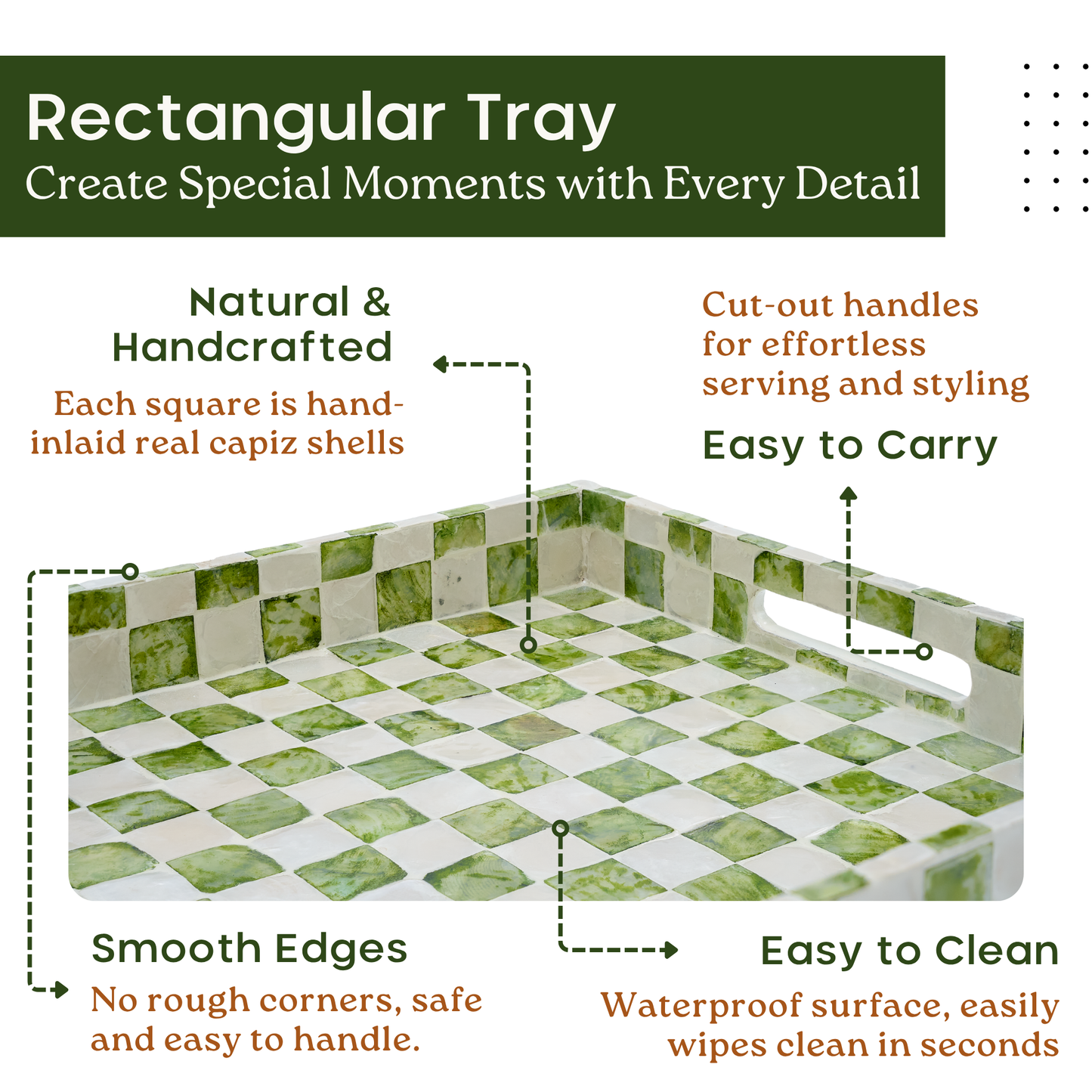 Rectangle Checkered Tray (Green)
