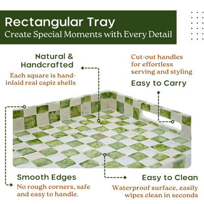 Rectangle Checkered Tray (Green)