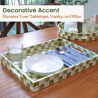 Rectangle Checkered Tray (Green)