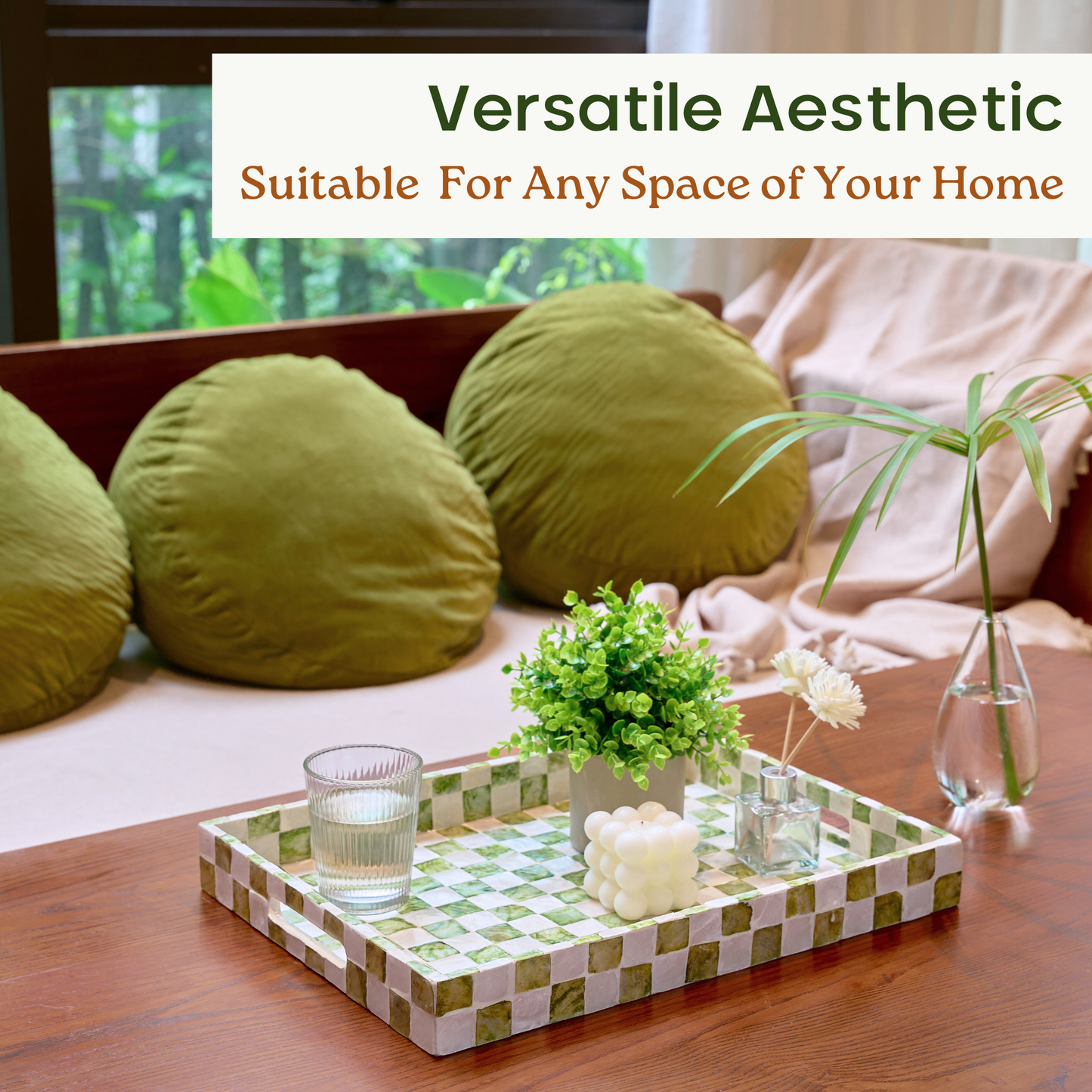 Rectangle Checkered Tray (Green)