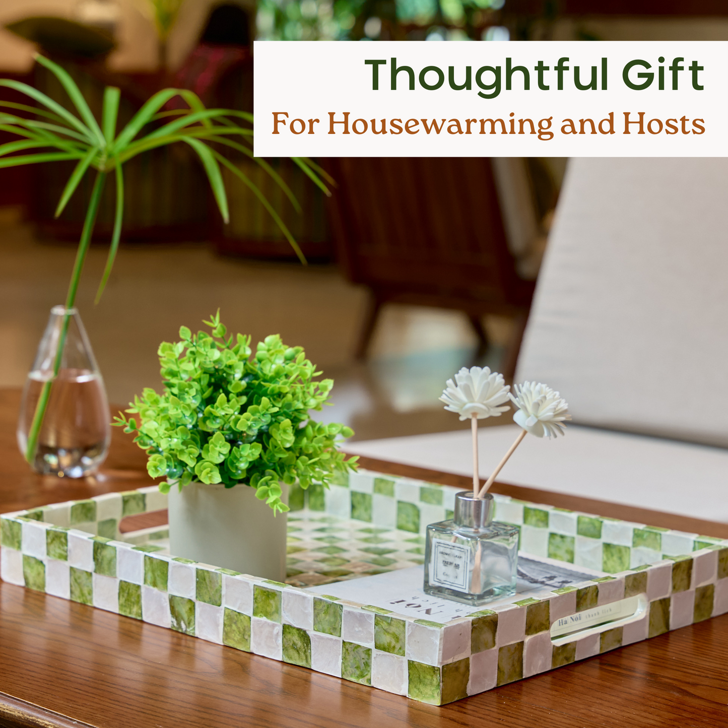 Rectangle Checkered Tray (Green)