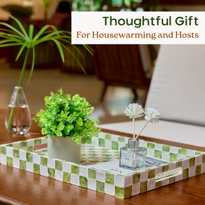 Rectangle Checkered Tray (Green)
