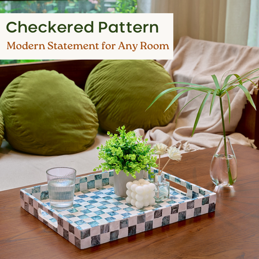 Rectangle Checkered Tray (Blue)