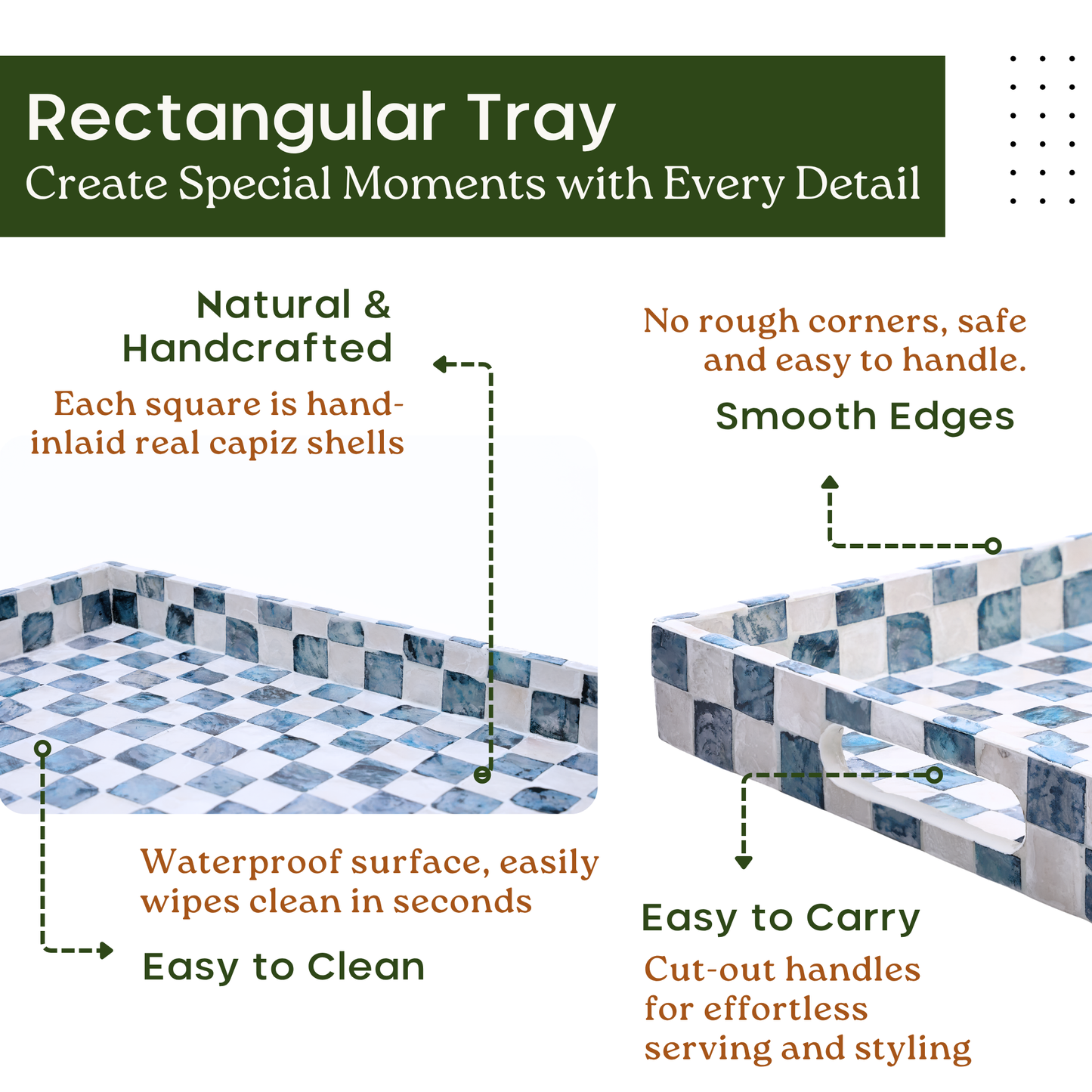 Rectangle Checkered Tray (Blue)