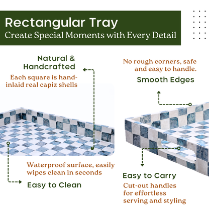 Rectangle Checkered Tray (Blue)