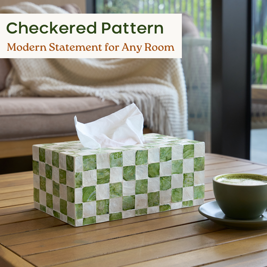 Rectangle Checkered Tissue Box (Green)