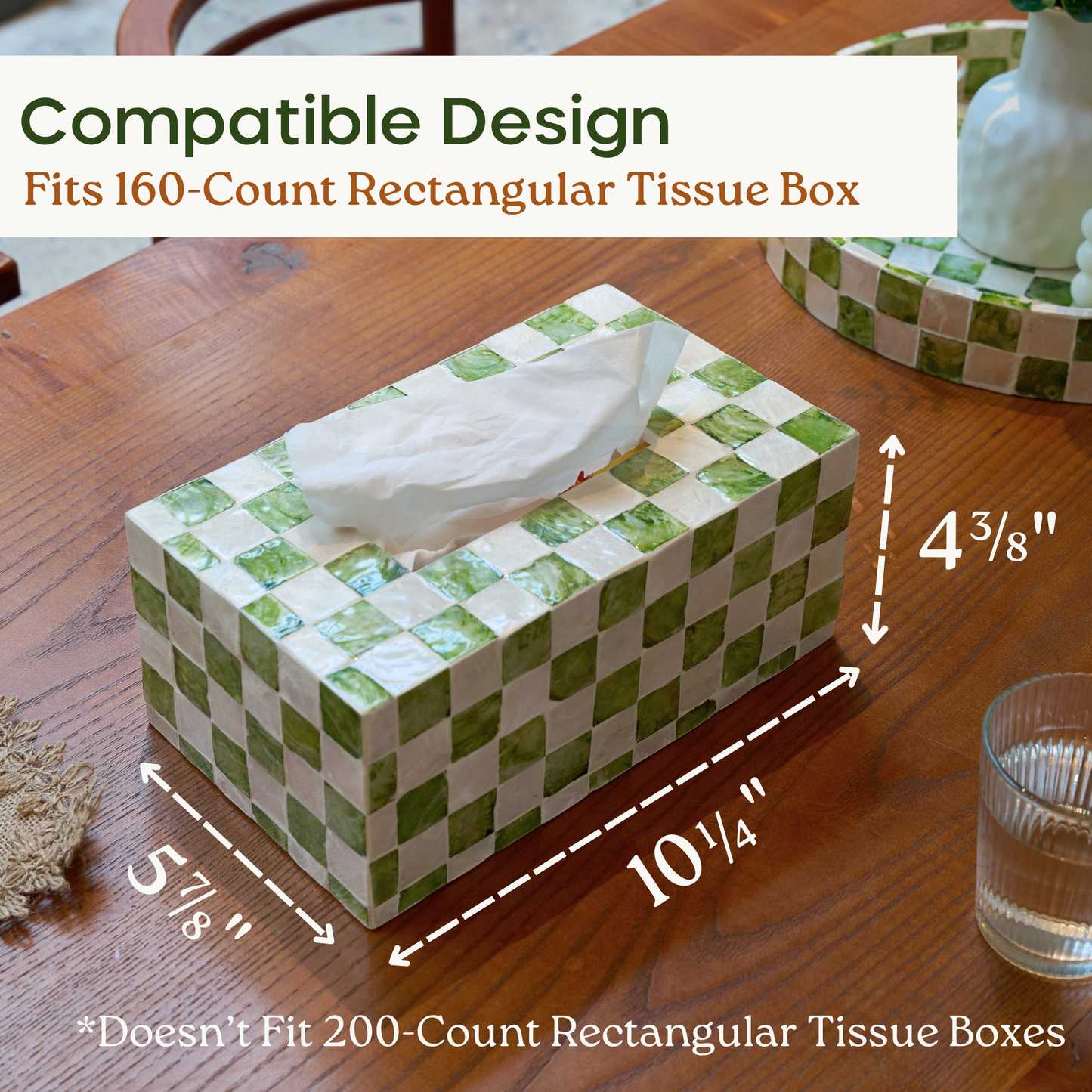 Rectangle Checkered Tissue Box (Green)