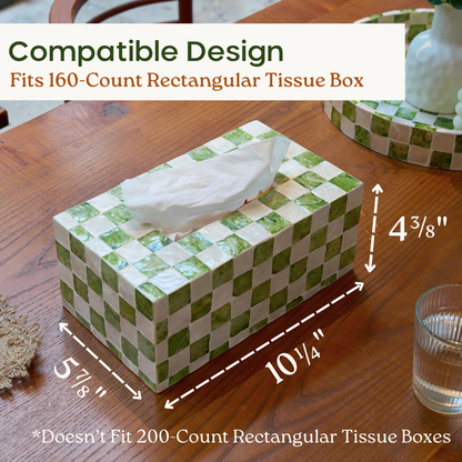 Rectangle Checkered Tissue Box (Green)