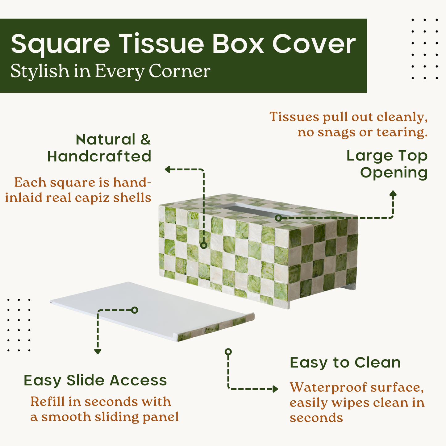 Rectangle Checkered Tissue Box (Green)