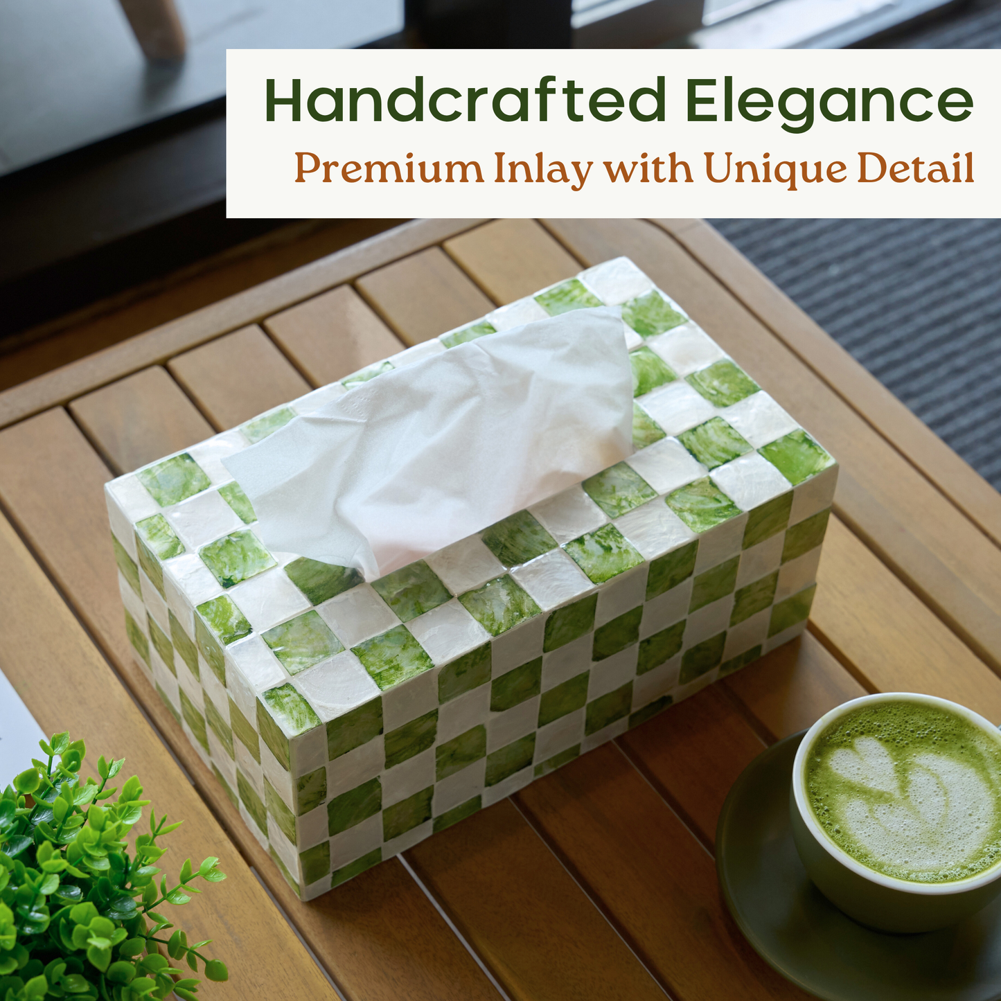 Rectangle Checkered Tissue Box (Green)