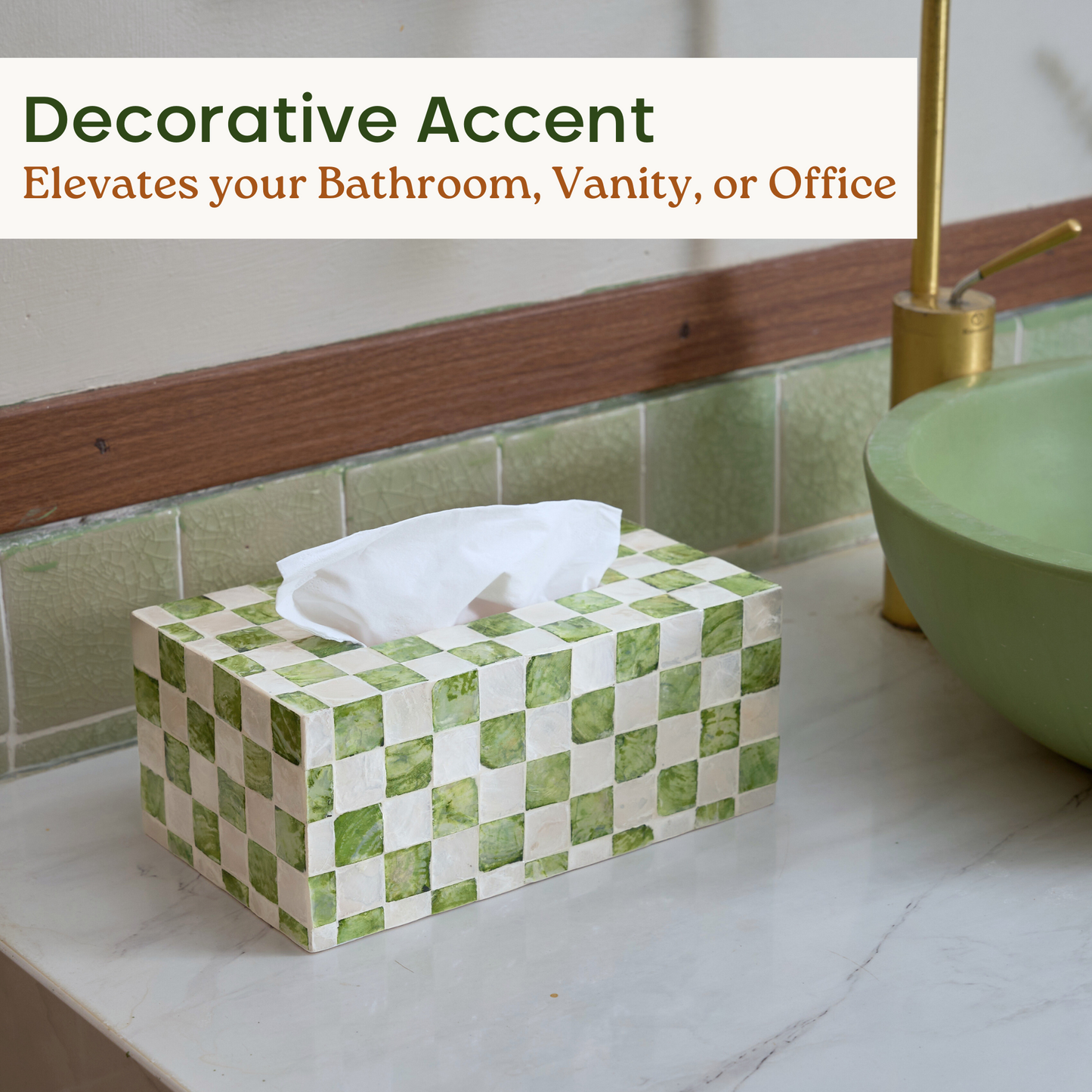 Rectangle Checkered Tissue Box (Green)