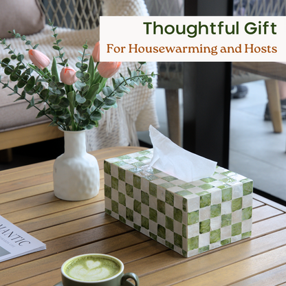 Rectangle Checkered Tissue Box (Green)
