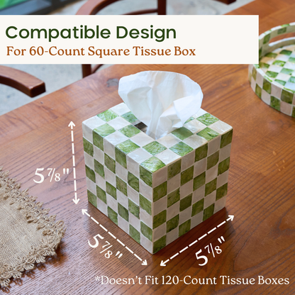 Square Checkered Tissue Box (Green)