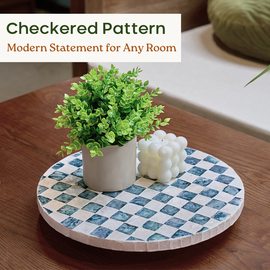 Checkered Lazy Susan (Blue)
