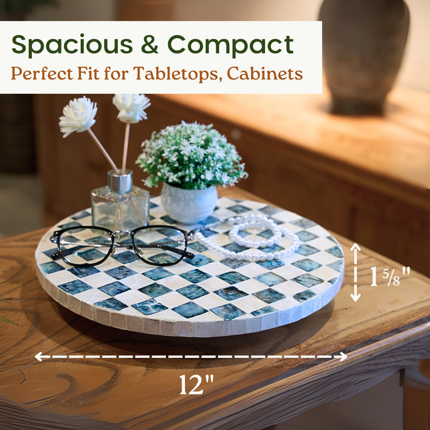 Checkered Lazy Susan (Blue)