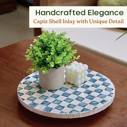 Checkered Lazy Susan (Blue)