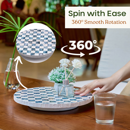 Checkered Lazy Susan (Blue)