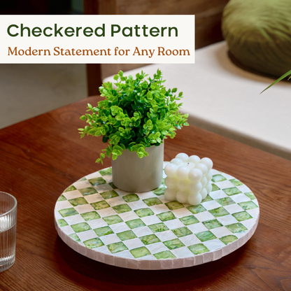 Checkered Lazy Susan (Green)