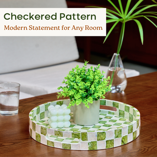 Round Checkered Tray (Green)
