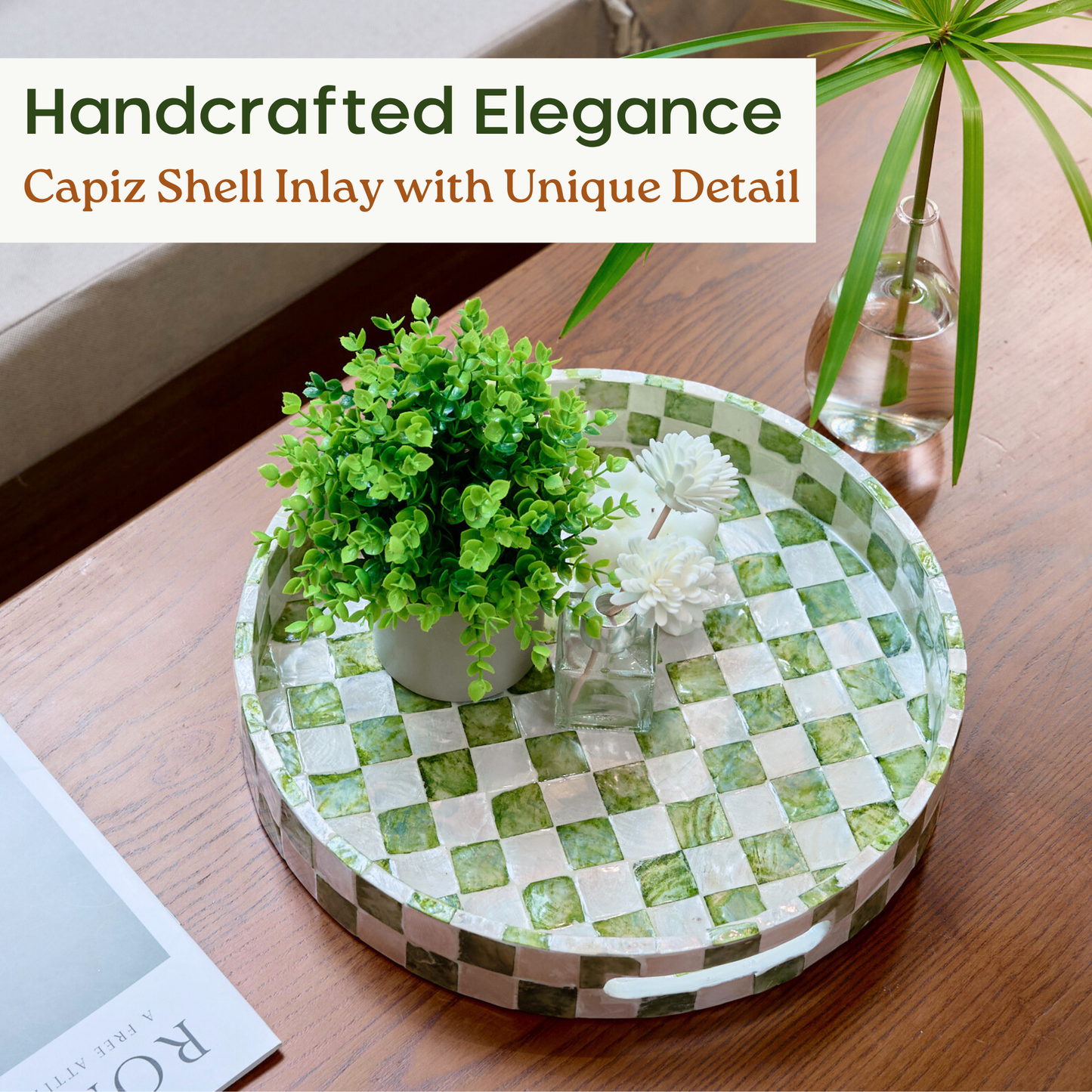 Round Checkered Tray (Green)