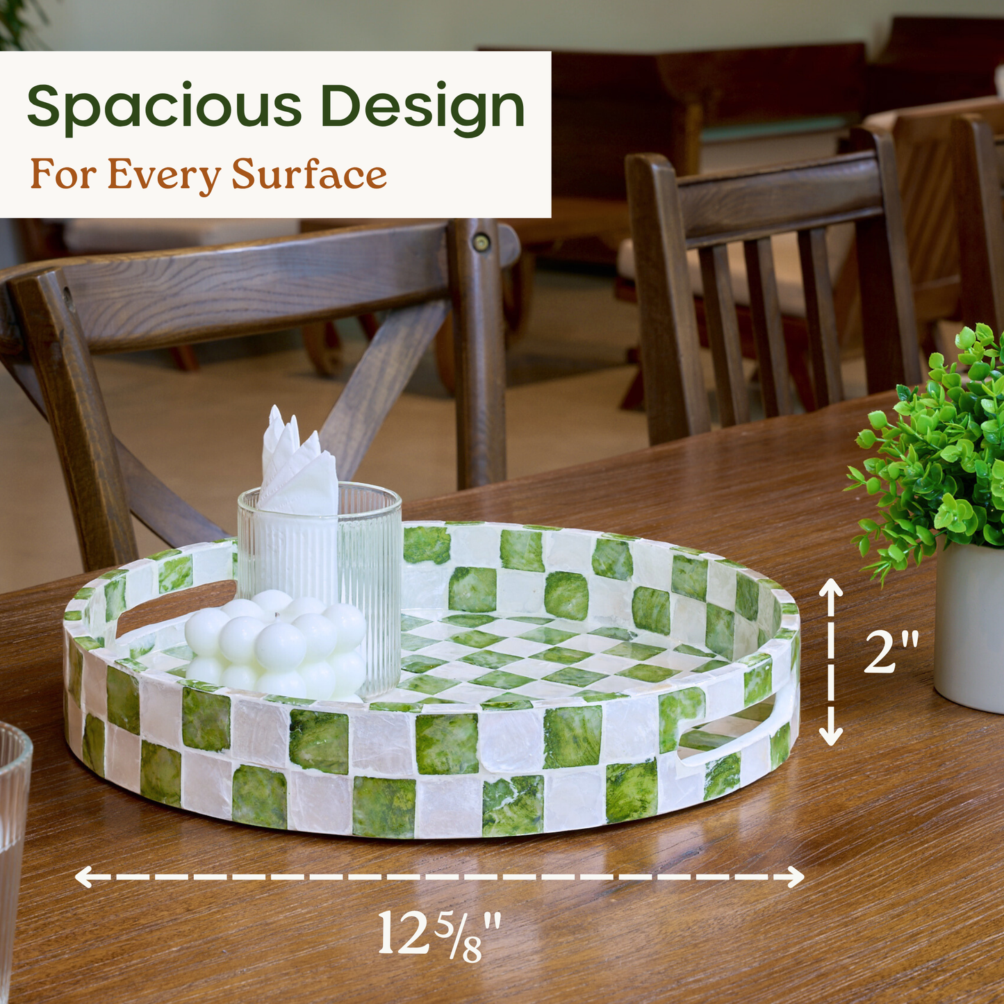 Round Checkered Tray (Green)