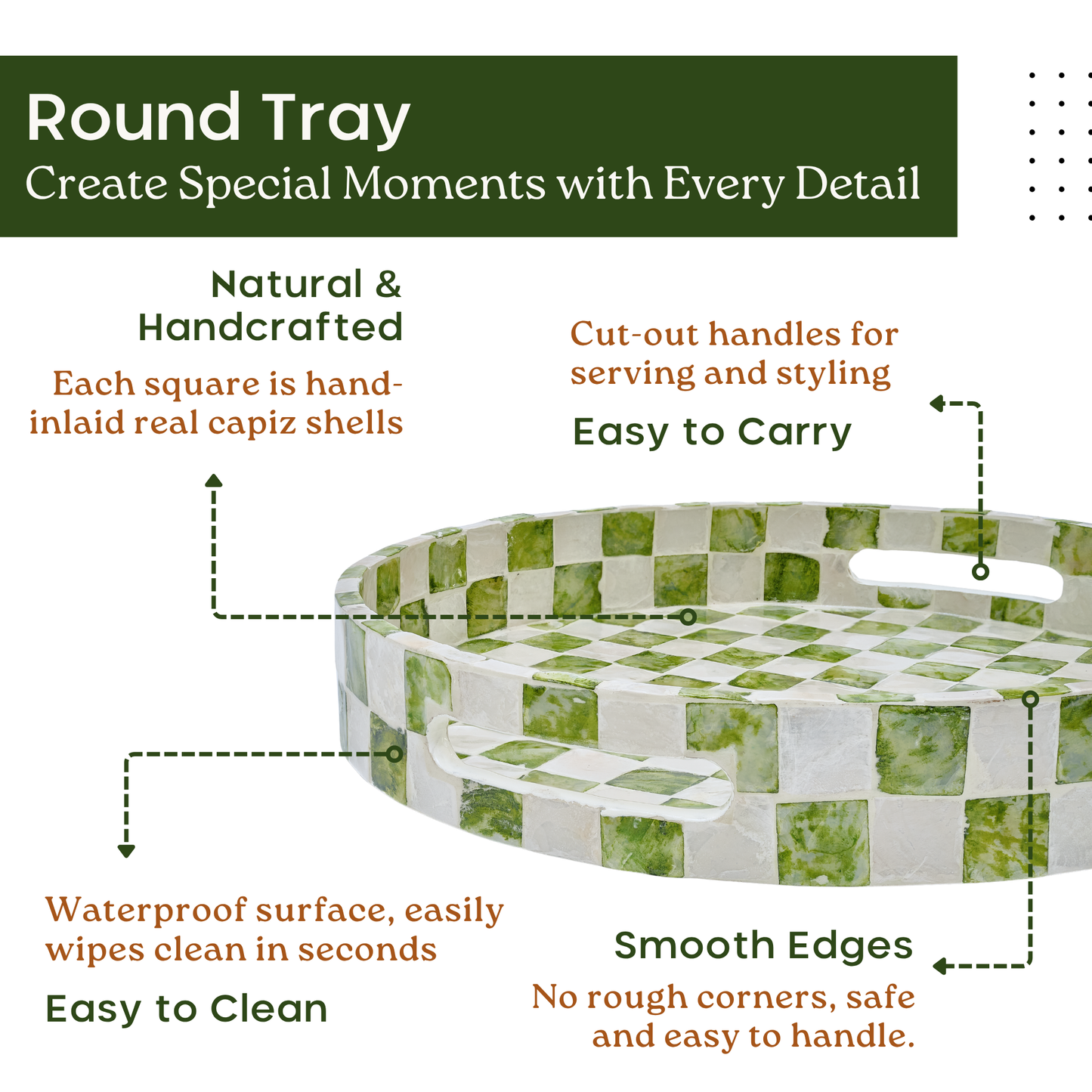 Round Checkered Tray (Green)