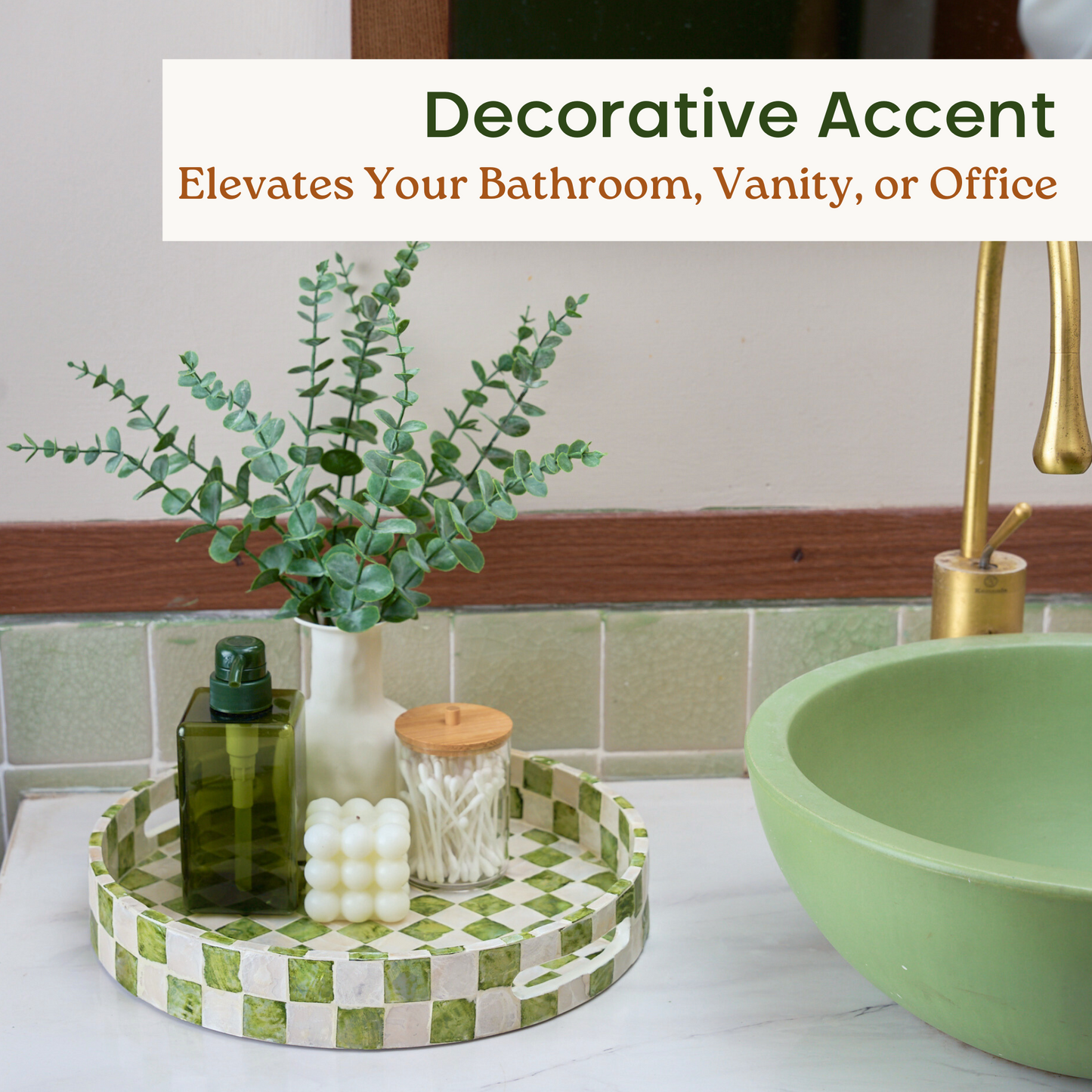 Round Checkered Tray (Green)