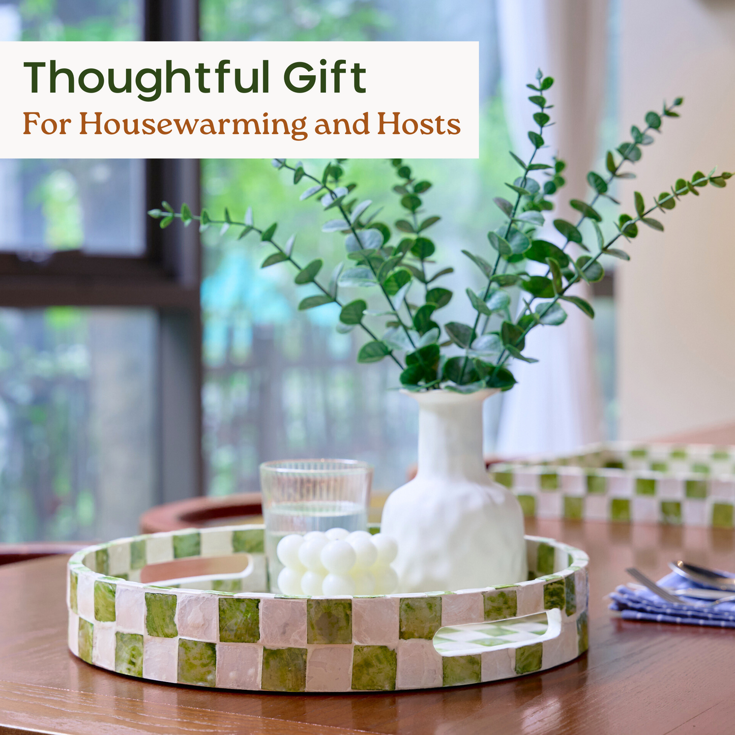 Round Checkered Tray (Green)