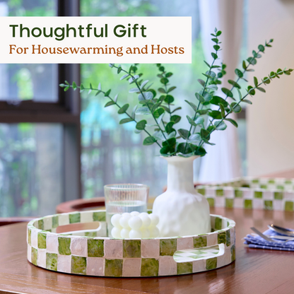Round Checkered Tray (Green)